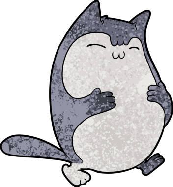 Bir insan tarafından çizilmiş çizgi film kedisi.