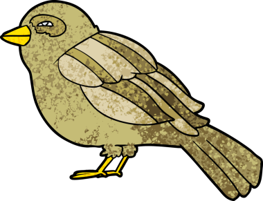 Bir insan tarafından çizilmiş çizgi film kuşu.