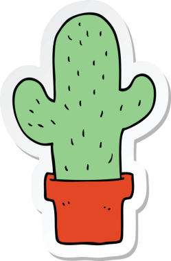 Bir insan tarafından çizilmiş bir kaktüsün çıkartması.