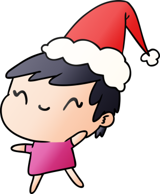 Bir insan tarafından çizilmiş Kawai kızının el çizimi gradyan çizgi filmi.