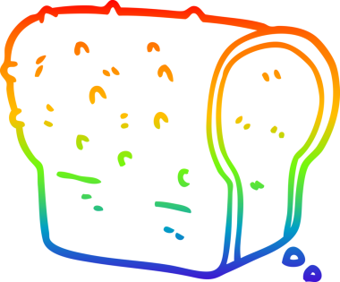 gökkuşağı gradyan çizgisi bir insan tarafından çizilmiş bir ekmek somunu