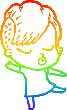 Gökkuşağı gradyan çizgi çizimi Bir insan tarafından çizilmiş güzel hippi kız