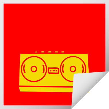 Bir insan tarafından çizilmiş eski bir radyonun kare soyma etiketi.