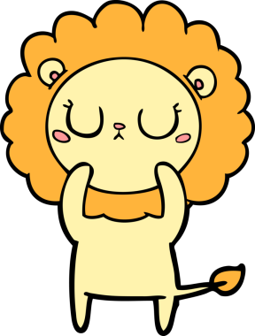 Bir insan tarafından çizilmiş çizgi film aslanı.