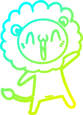 Bir insan tarafından çizilmiş mutlu çizgi film aslanı çizimi.