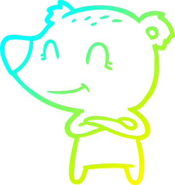 Bir insanın çizdiği gülümseyen ayı çizgi filminin soğuk gradyan çizgisi