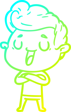 Bir insan tarafından çizilmiş mutlu bir çizgi film karakteri çizimi.