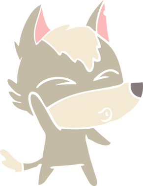 Düz renkli çizgi film. Bir insan tarafından çizilmiş kurt ıslığı.