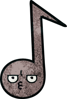 Bir insan tarafından çizilmiş müzikal notanın retro grunge desen karikatürü