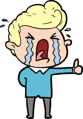 Bir insan tarafından çizilmiş ağlayan bir karikatür.