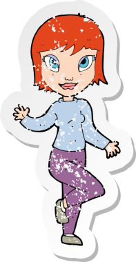 Bir insan tarafından çizilmiş, gerilmiş, karikatür yapıştırması. Güzel bir kadın.