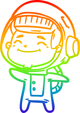 gökkuşağı gradyan çizimi mutlu bir çizgi astronot çizimi bir insan tarafından çizildi