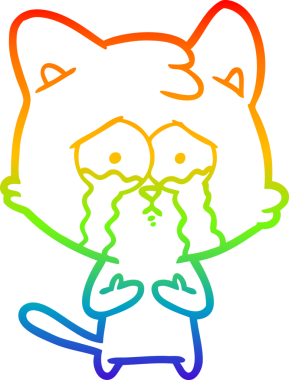 gökkuşağı gradyan çizimi bir insan tarafından çizilmiş ağlayan kedi çizgi filmi