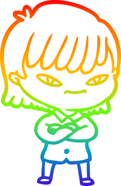 gökkuşağı gradyan çizimi bir insan tarafından çizilmiş bir karikatür kadın