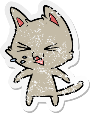 Bir insan tarafından çizilmiş bir çizgi film kedisinin sıkıntılı çıkartması.