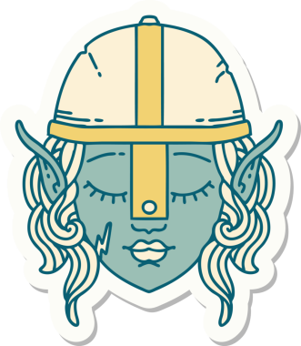 Bir insan tarafından çizilmiş elf karakterinin çıkartması.