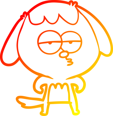 Bir insan tarafından çizilen ve sıkılmış bir köpeğin sıcak çizgi çizimi.