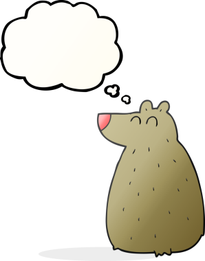 Bir insan tarafından çizilmiş serbest çizim balon karikatür ayısı.