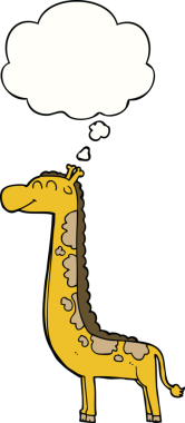 Bir insan tarafından çizilmiş düşünce baloncuklu zürafa.