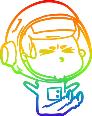 Bir insan tarafından çizilen gökkuşağı gradyan çizimi stresli astronot