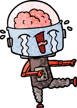 Bir insan tarafından çizilmiş ağlayan robot çizimi.