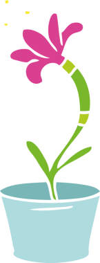 Bir insan tarafından çizilmiş bir ev bitkisinin el çizimi karikatürü.