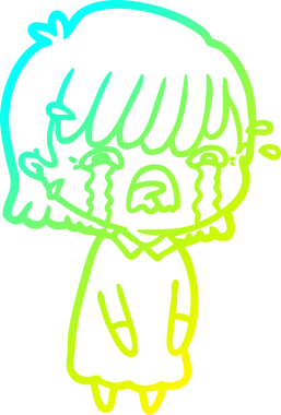 Bir insan tarafından çizilmiş ağlayan bir çizgi film kızı çizimi.