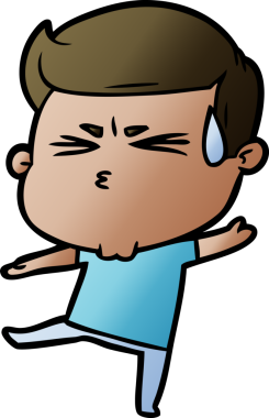 Bir insan tarafından çizilmiş terleyen çizgi film adamı.