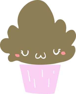 Yüzü bir insan tarafından çizilmiş düz renkli çizgi film keki.