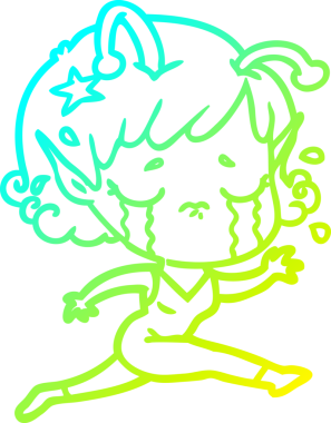 Bir insan tarafından çizilmiş ağlayan uzaylı kız çizgi filmi.