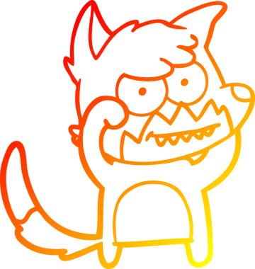 Bir insan tarafından çizilmiş sırıtan bir tilkinin sıcak çizgi çizimi