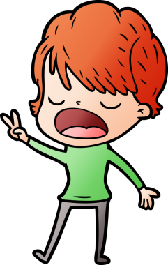 Bir insan tarafından çizilmiş bir karikatür kadın konuşuyor.