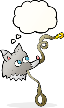 Tasması bir insan tarafından çizilmiş serbest çizim baloncuk köpekleri.