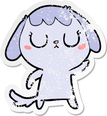 Bir insan tarafından çizilmiş şirin bir köpeğin sıkıntılı çıkartması.