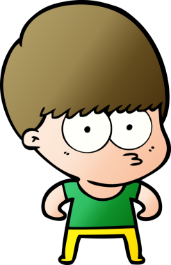 Bir insan tarafından çizilmiş tuhaf çizgi film çocuğu.