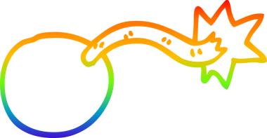 Bir insan tarafından çizilmiş yuvarlak çizgi film bombasının gradyan çizgisi.