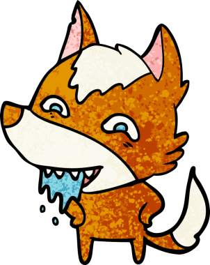 Bir insan tarafından çizilmiş tilki çizgi film karakteri