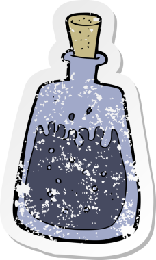 Bir insan tarafından çizilmiş eski bir karikatür mürekkep kabının geriletilmiş yapıştırması.