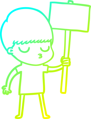 Bir çizgi film karakteri çizen soğuk gradyan bir çocuk bir insan tarafından çizilmiş.