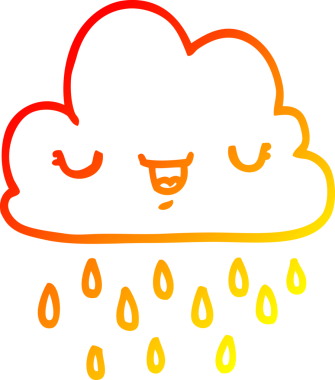 Bir insan tarafından çizilmiş bir karikatür fırtına bulutunun sıcak çizgi çizimi