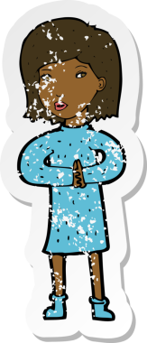 Bir insan tarafından çizilmiş sakin bir karikatürün gerilimli çıkartması.