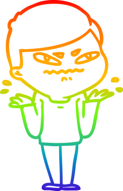 Gökkuşağı gradyan çizgi çizimi bir insan tarafından çizilmiş çileden çıkarılmış bir adam.