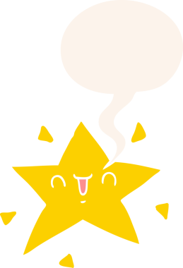 bir insan tarafından çizilmiş eski moda konuşma baloncuğu ile çizgi film mutlu yıldızı