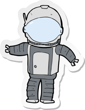 Bir insan tarafından çizilmiş bir astronotun çıkartması.