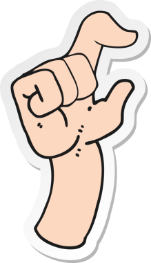 Bir insan tarafından çizilmiş küçük bir el çıkartması.