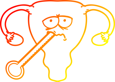 Bir çizgi filmin sıcak gradyan çizimi. Bir insan tarafından zayıf rahim çizimi.