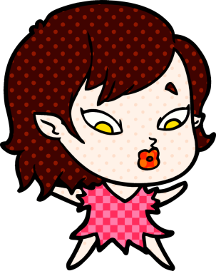 Bir insan tarafından çizilmiş şirin vampir kız çizgi filmi.