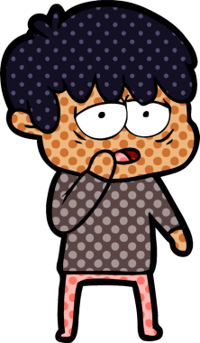 Bir insan tarafından çizilmiş bitkin çocuk çizgi filmi.