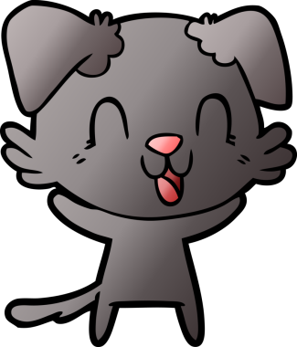 Bir insan tarafından çizilmiş gülen çizgi film köpeği.