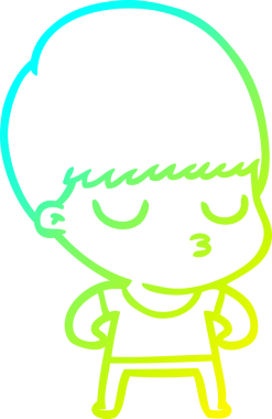 Bir çizgi film karakteri çizen soğuk gradyan bir çocuk bir insan tarafından çizilmiş.